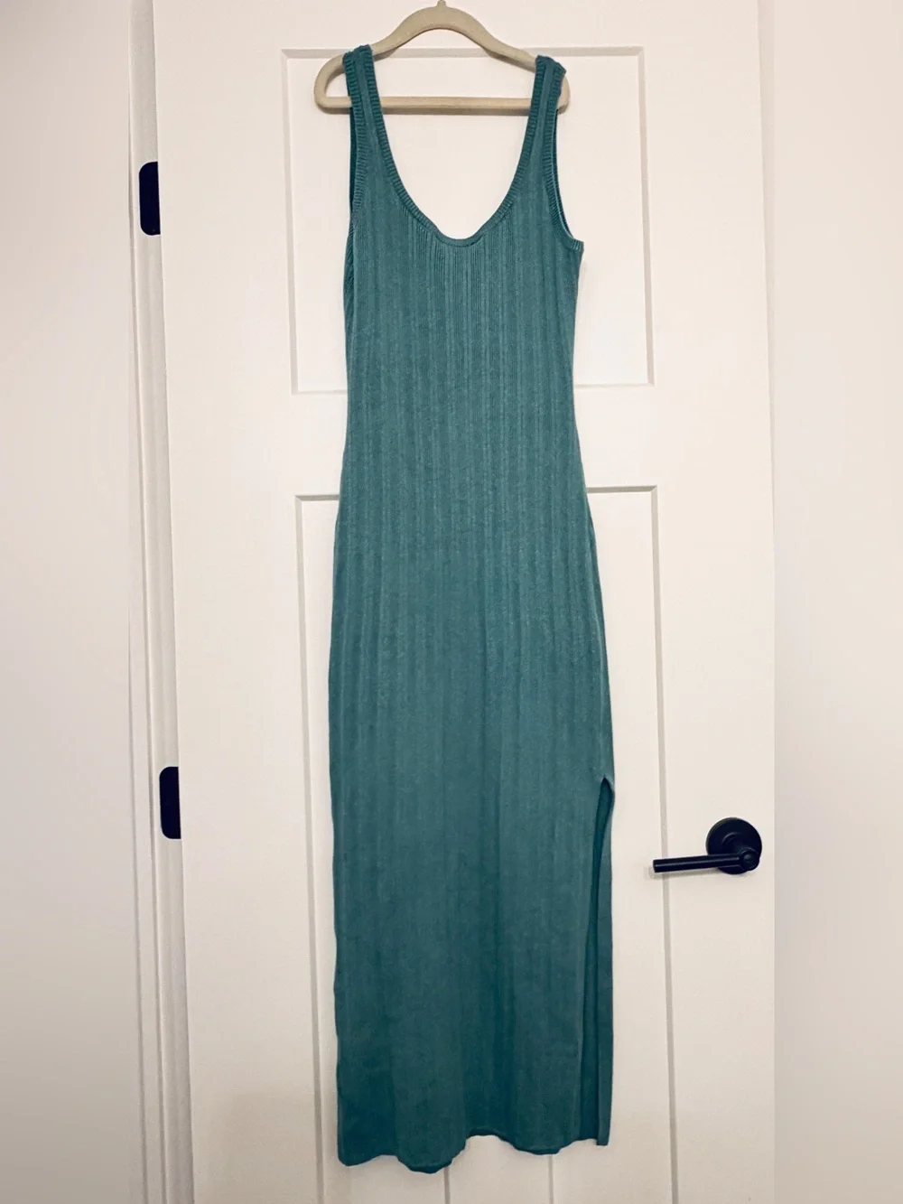 Abercrombie & Fitch Ribbed Knit Maxi Tank Dress Teal S